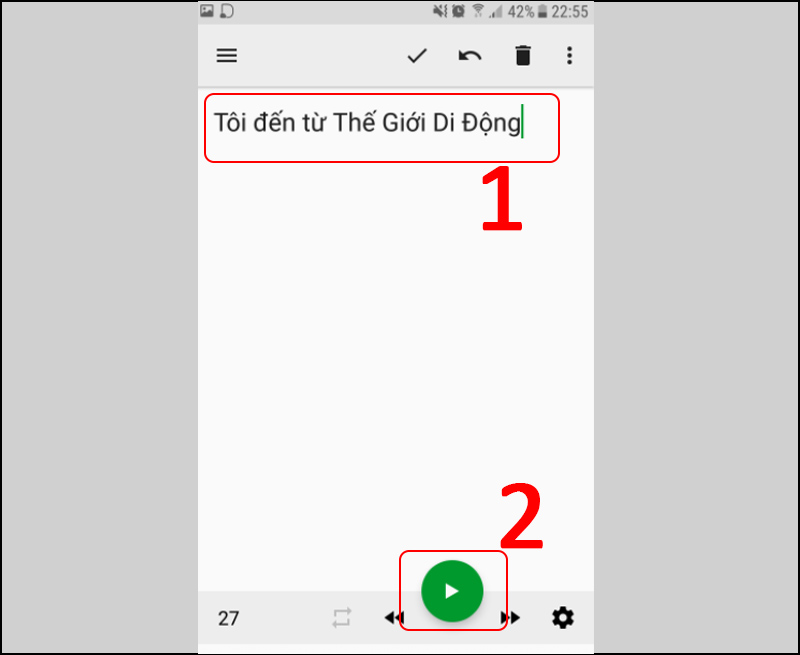 Nhập nội dung cần đọc > Bấm biểu tượng Play để phần mềm đọc.